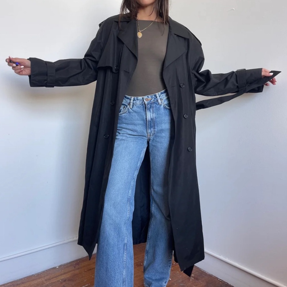 vintage black london fog trench coat